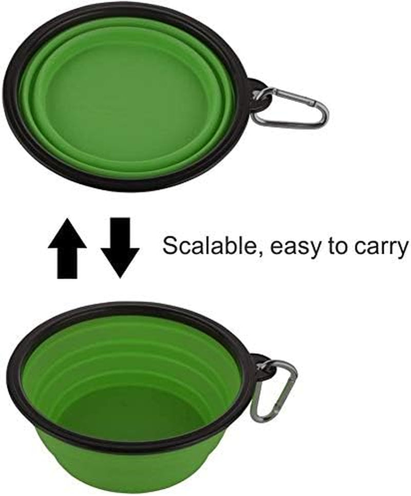 Large Collapsible Dog Bowls, 34Oz Travel Water Food Bowls Portable Foldable Collapse Dishes with Carabiner Clip, 2 Pack (Green+Red)