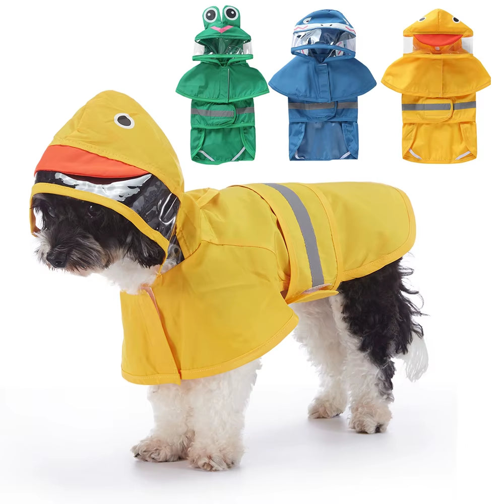 Dog Raincoat Reflective Waterproof Pet Clothes for Small Big Dogs Hoodie Rain Poncho Outdoor Pet Rainwear Bulldog Rain Coat