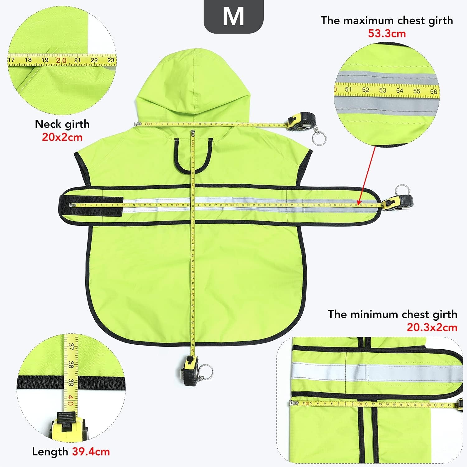 Waterproof Dog Rain Coat - Adjustable Hooded Dog Rain Jacket Raincoat, Reflective Lightweight Dog Slicker Poncho Raincoats (Neon Green, Medium)