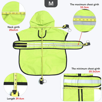 Waterproof Dog Rain Coat - Adjustable Hooded Dog Rain Jacket Raincoat, Reflective Lightweight Dog Slicker Poncho Raincoats (Neon Green, Medium)