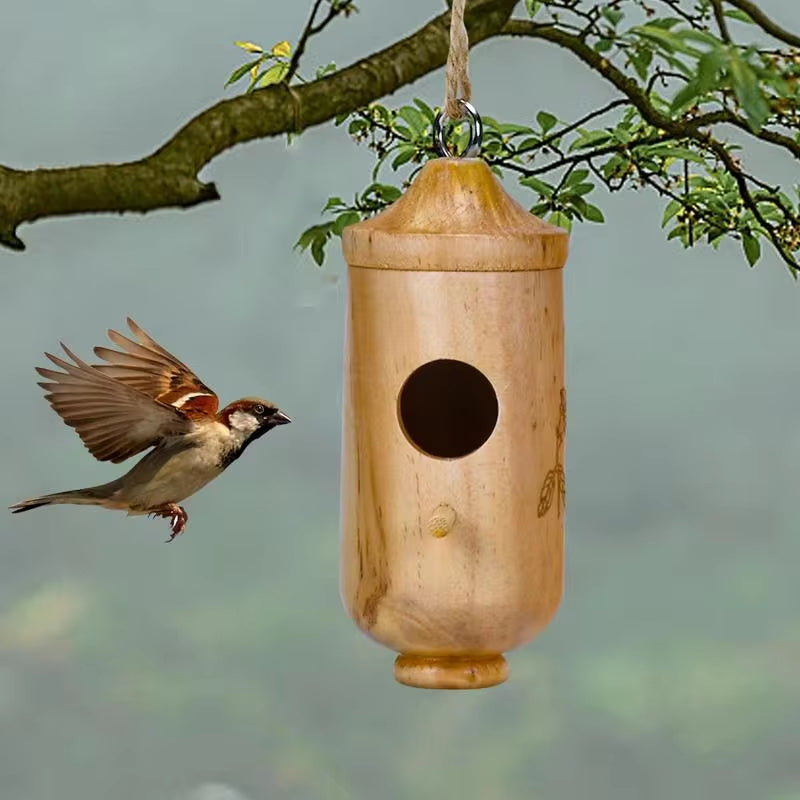 Wooden Hummingbird House – Hanging Wild Bird Feeder & Nesting Box for Garden & Yard Decor