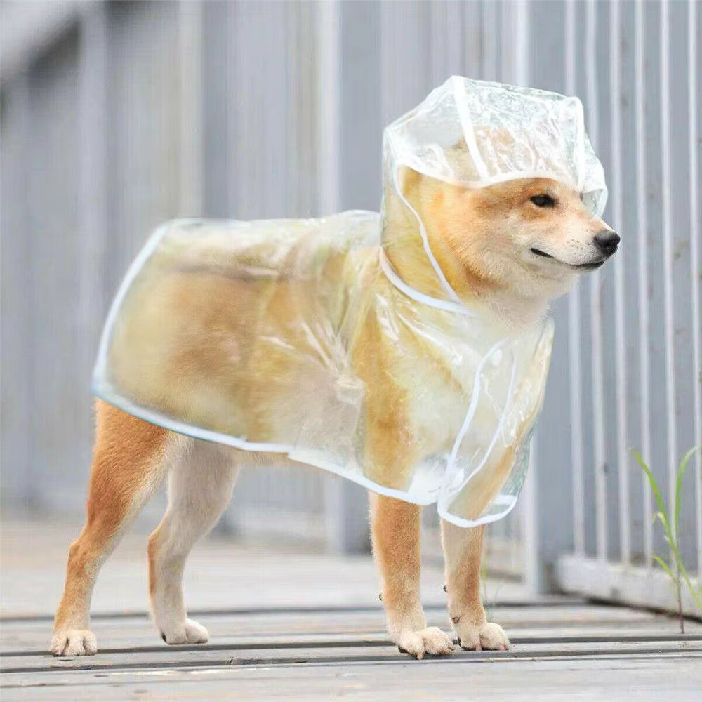 Dog Puppy Rain Coat PVC Waterproof Clear Transparent Pet Hooded Jacket