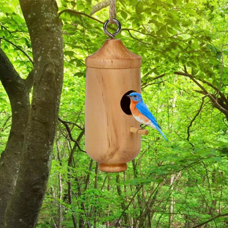 Wooden Hummingbird House – Hanging Wild Bird Feeder & Nesting Box for Garden & Yard Decor