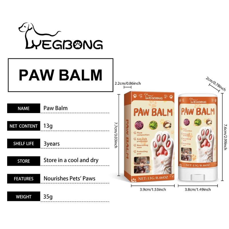 Special Pet Paw Balm. Anti-Cracking Paw Balm for Dogs' Feet and Claws. Nourishing and Cleaning Paw Cream for Cats' Pads.