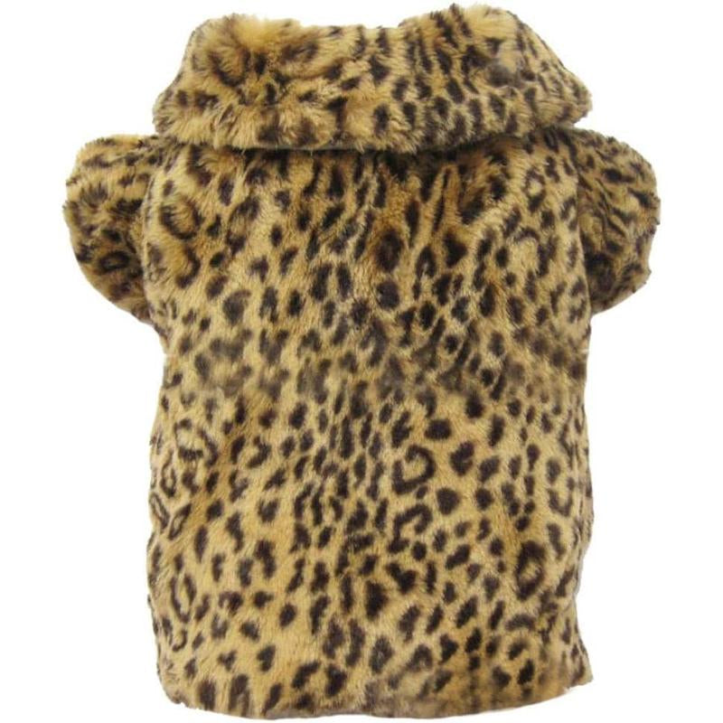 Leopard Print Faux Fur Dog Coat Pet Warm Sweater for Small Dogs Puppy Chihuahua (XS)