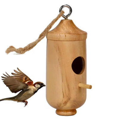 Wooden Hummingbird House – Hanging Wild Bird Feeder & Nesting Box for Garden & Yard Decor