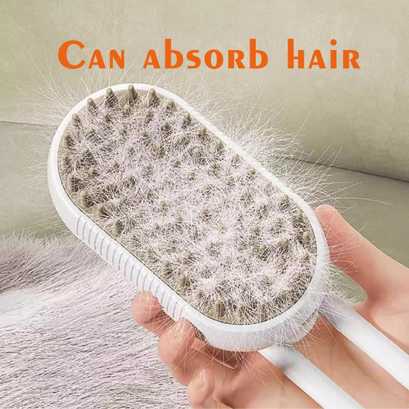 Pet, 4-In-1 Cat Steam Brush for Shedding with Cleanser, Dog and Cat Massage Grooming Brush with Easy Release Button, Pet Hair Cleaning Misting Comb for Kittens and Puppies, Anti-Static Pet Bath Brush Dog Vacuum