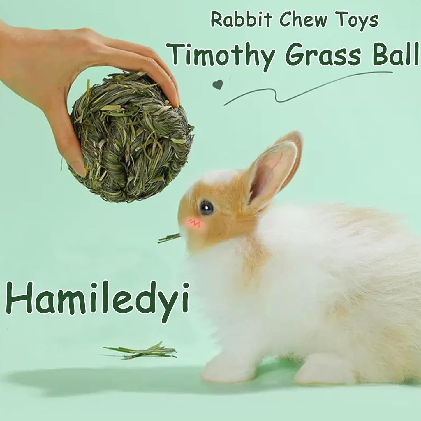 Rabbit Chew Ball Timothy Grass Grinding Small Animal Activity Play Chew Toys for Bunny Rabbits Hamster Guinea Pigs Gerbils