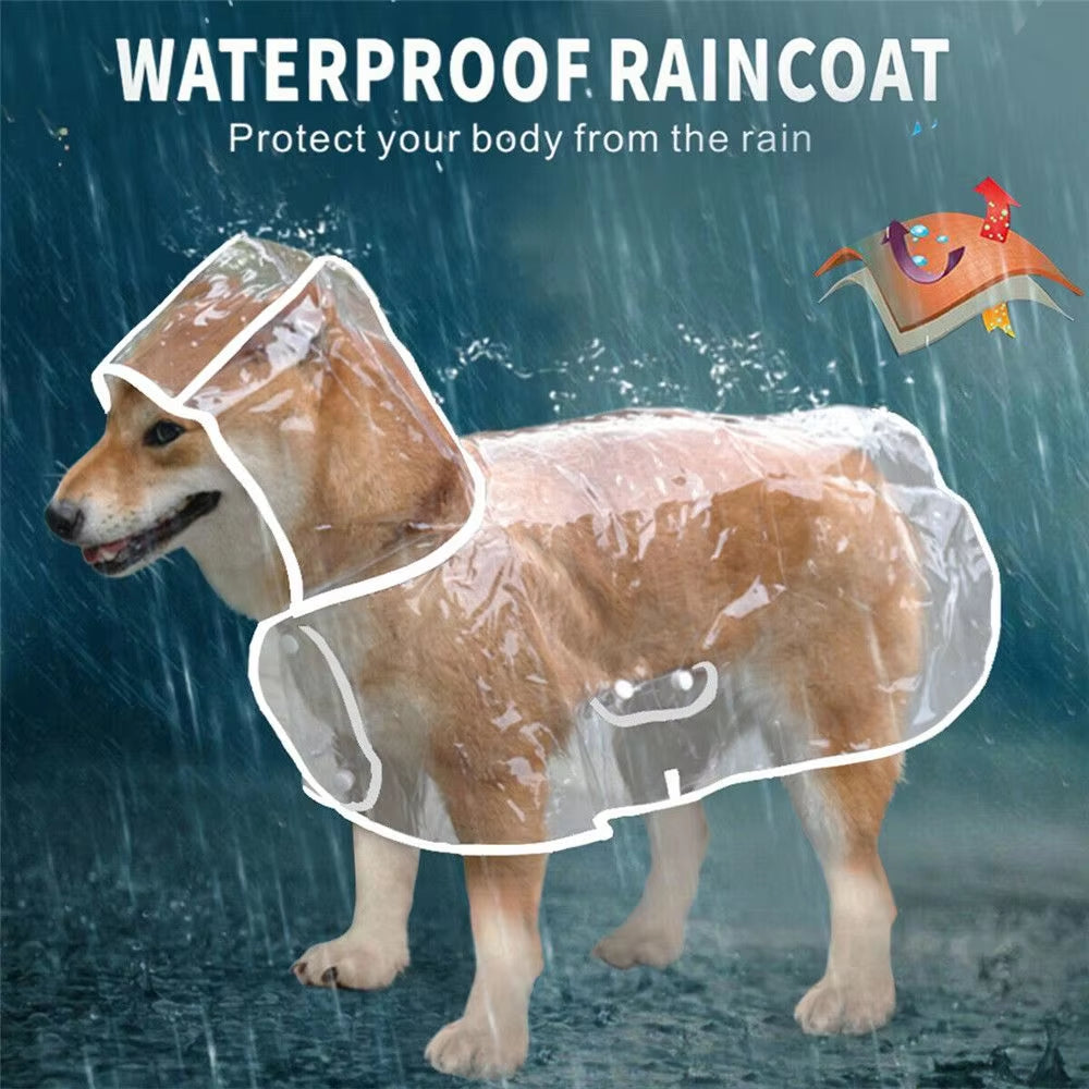 Dog Puppy Rain Coat PVC Waterproof Clear Transparent Pet Hooded Jacket