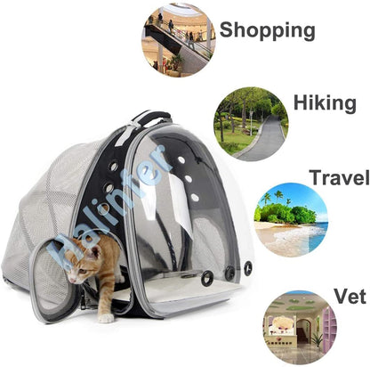 Cat Bubble Backpack with Fan, Fit up to 12 Lbs, Space Capsule Astronaut Clear Window Pet Travel Carrier Backpack for Cat and Small Puppy