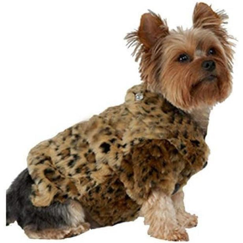 Leopard Print Faux Fur Dog Coat Pet Warm Sweater for Small Dogs Puppy Chihuahua (XS)