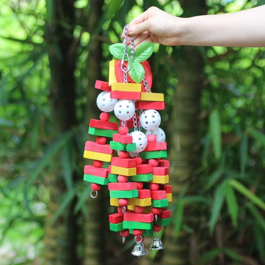 Bird Chewing Toy Large Medium Parrot Cage Bite Toys African Grey Macaws Cockatoos Eclectus Amazon (Apple-22Inch)