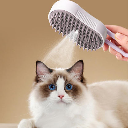 Pet, 4-In-1 Cat Steam Brush for Shedding with Cleanser, Dog and Cat Massage Grooming Brush with Easy Release Button, Pet Hair Cleaning Misting Comb for Kittens and Puppies, Anti-Static Pet Bath Brush Dog Vacuum