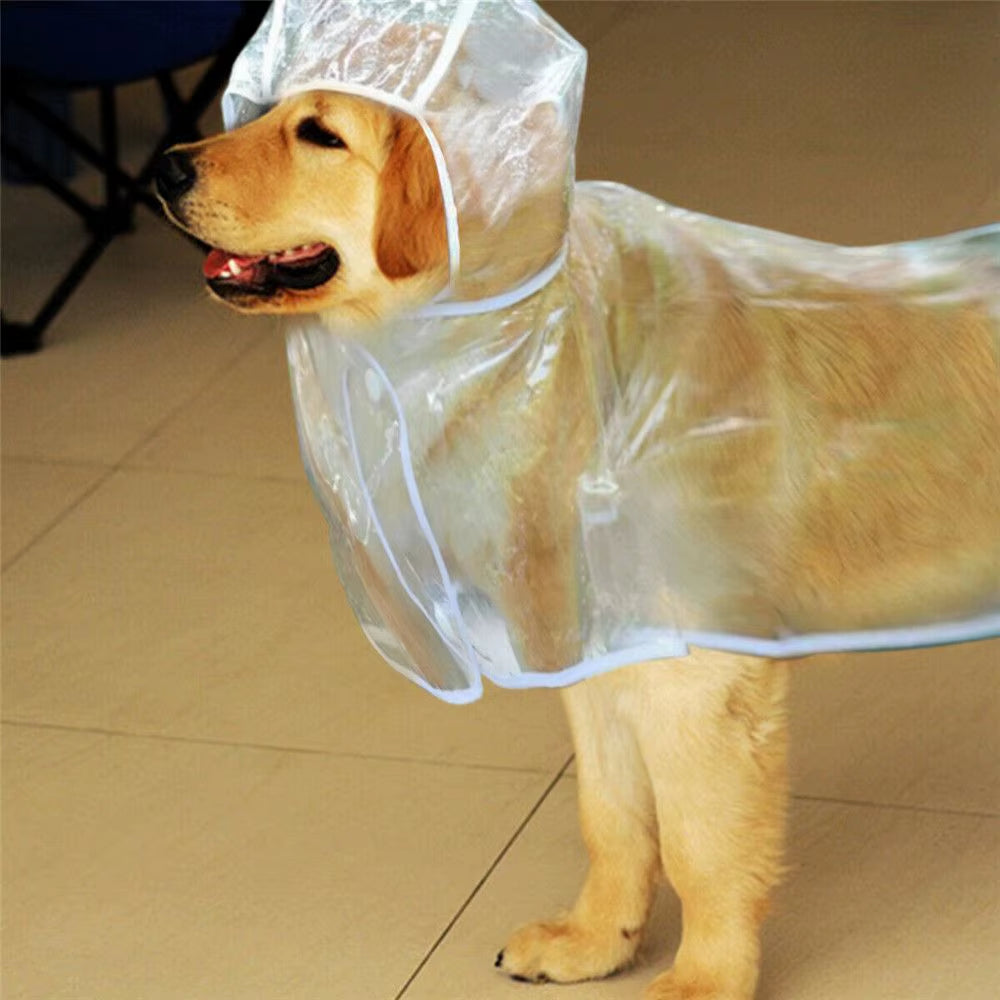 Dog Puppy Rain Coat PVC Waterproof Clear Transparent Pet Hooded Jacket