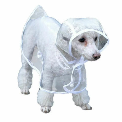 Dog Puppy Rain Coat PVC Waterproof Clear Transparent Pet Hooded Jacket