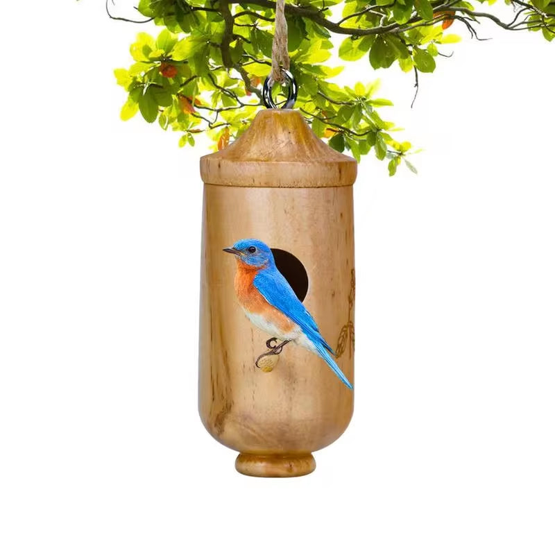 Wooden Hummingbird House – Hanging Wild Bird Feeder & Nesting Box for Garden & Yard Decor