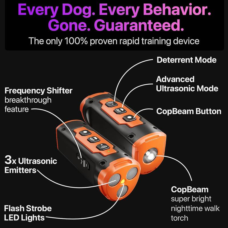 Dog Bark Deterrent Devices, anti Barking Device for Dogs - Barking Silencer Dog - Professional Dog Training Tool W/ 3X Sonic Emitters Ultra-Long Range