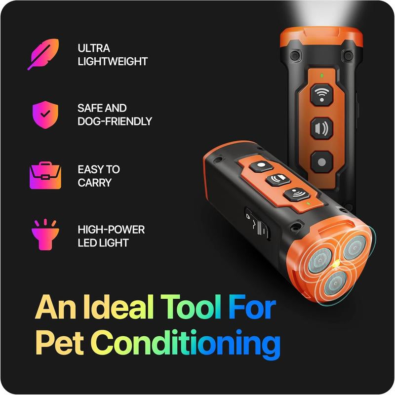 Dog Bark Deterrent Devices, anti Barking Device for Dogs - Barking Silencer Dog - Professional Dog Training Tool W/ 3X Sonic Emitters Ultra-Long Range