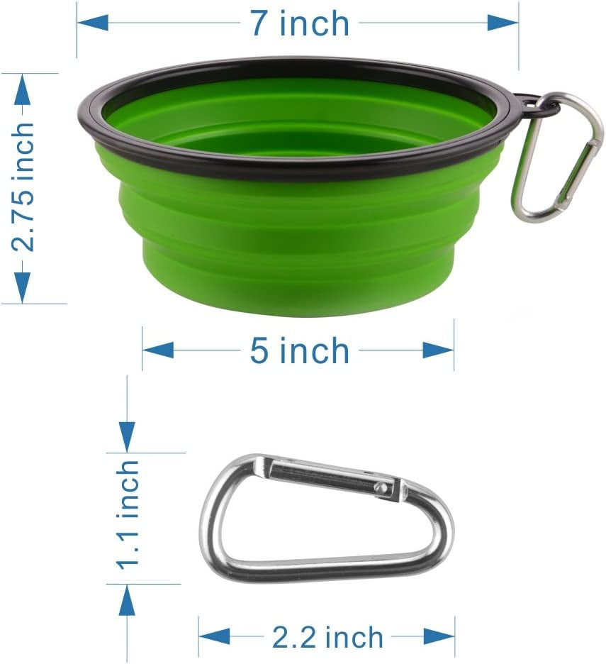 Large Collapsible Dog Bowls, 34Oz Travel Water Food Bowls Portable Foldable Collapse Dishes with Carabiner Clip, 2 Pack (Green+Red)