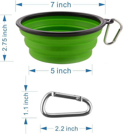 Large Collapsible Dog Bowls, 34Oz Travel Water Food Bowls Portable Foldable Collapse Dishes with Carabiner Clip, 2 Pack (Green+Red)